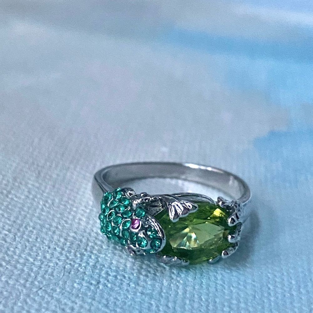 Vintage Green Cubic Zirconia Frog Ring Size 9.75 - Picture 6 of 6